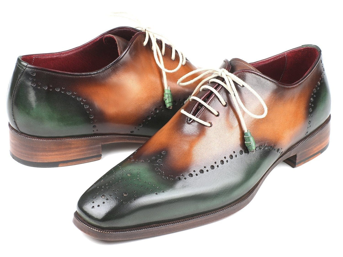 PAUL PARKMAN Paul Parkman Green & Camel Wingtip Oxfords (ID#097GV22)