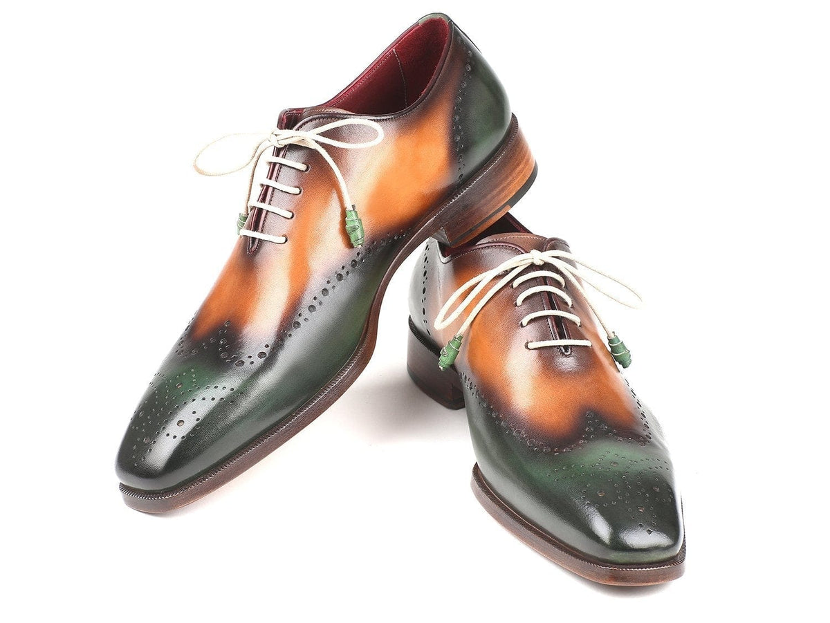 PAUL PARKMAN Paul Parkman Green & Camel Wingtip Oxfords (ID#097GV22)