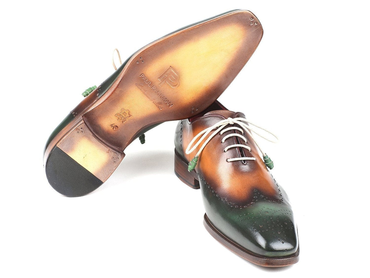 PAUL PARKMAN Paul Parkman Green & Camel Wingtip Oxfords (ID#097GV22)