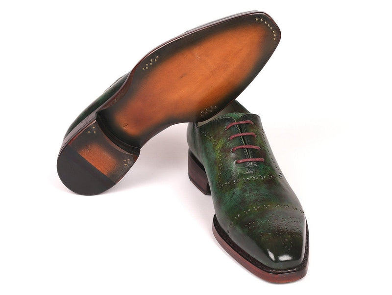 PAUL PARKMAN Paul Parkman Green Marble Patina Goodyear Welted Oxfords (ID#56GRN37)