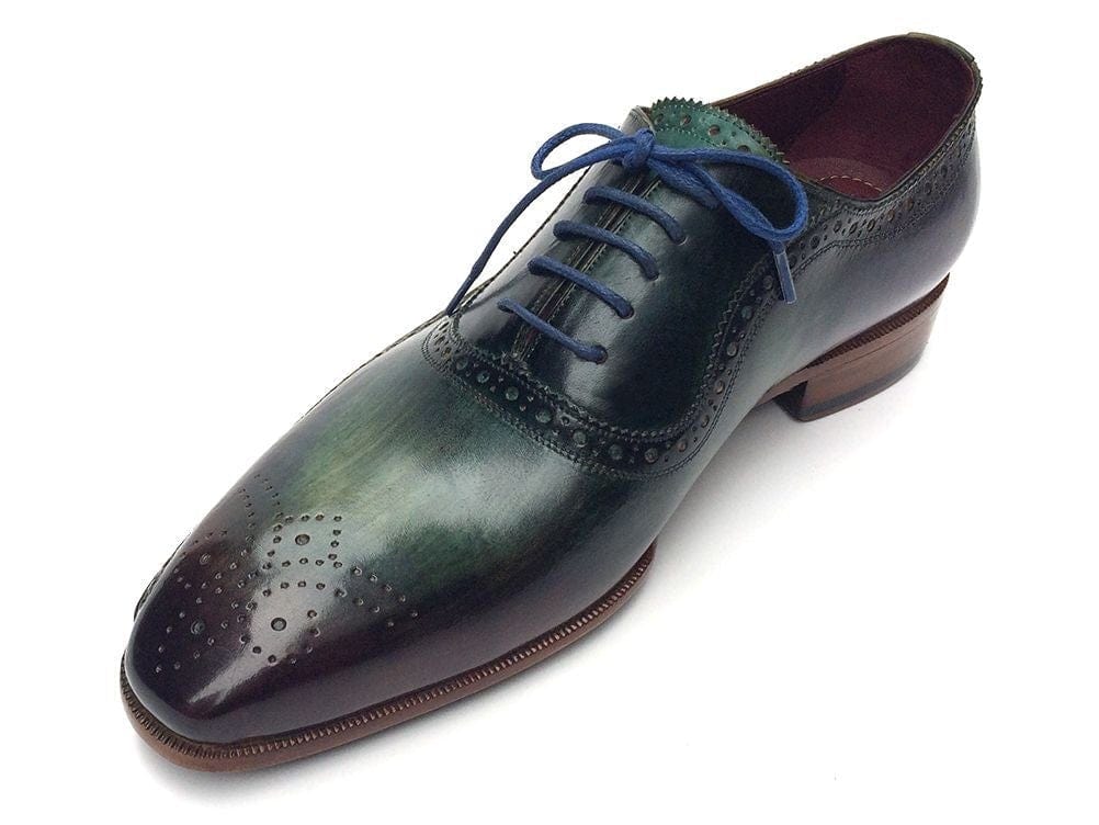 PAUL PARKMAN Paul Parkman Green & Purple Handmade Oxfords (ID#OPK215C)