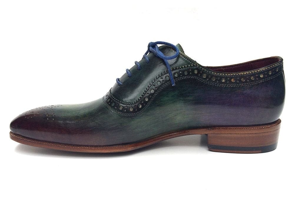 PAUL PARKMAN Paul Parkman Green & Purple Handmade Oxfords (ID#OPK215C)