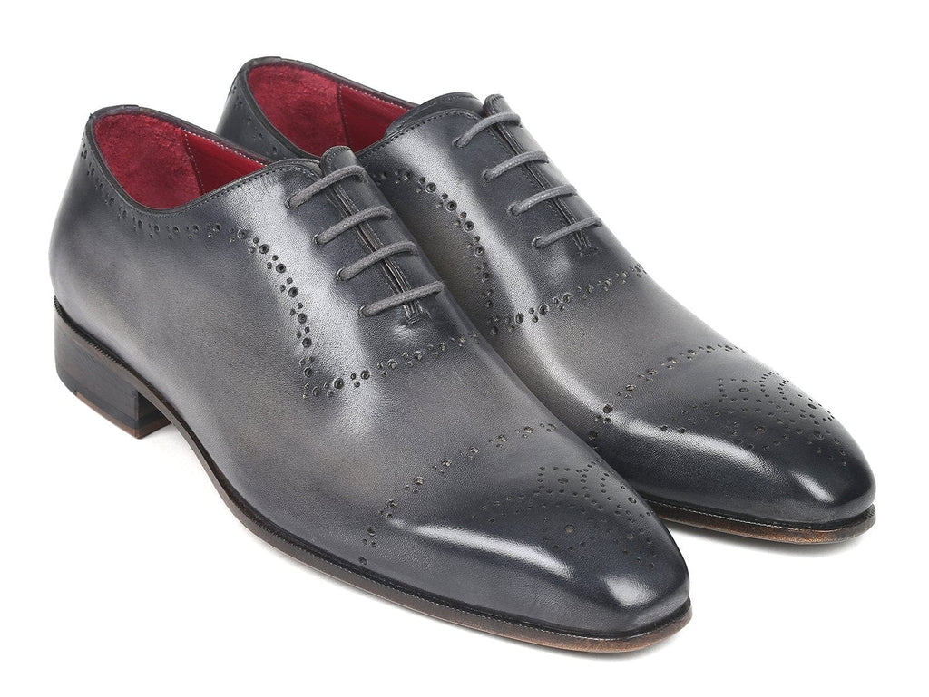 PAUL PARKMAN Paul Parkman Grey Hand-Painted Classic Brogues (ID#ZLS34GRY)