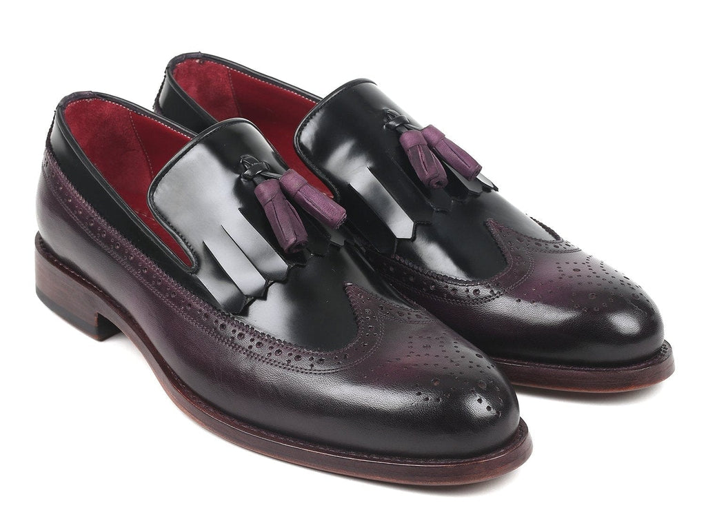 PAUL PARKMAN Paul Parkman Kiltie Tassel Loafer Black & Purple (ID#KT92PX)