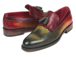 PAUL PARKMAN Paul Parkman Kiltie Tassel Loafer Green & Bordeaux (ID#KT39RD)