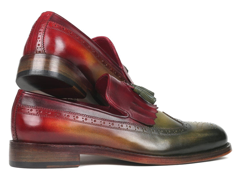 PAUL PARKMAN Paul Parkman Kiltie Tassel Loafer Green & Bordeaux (ID#KT39RD)