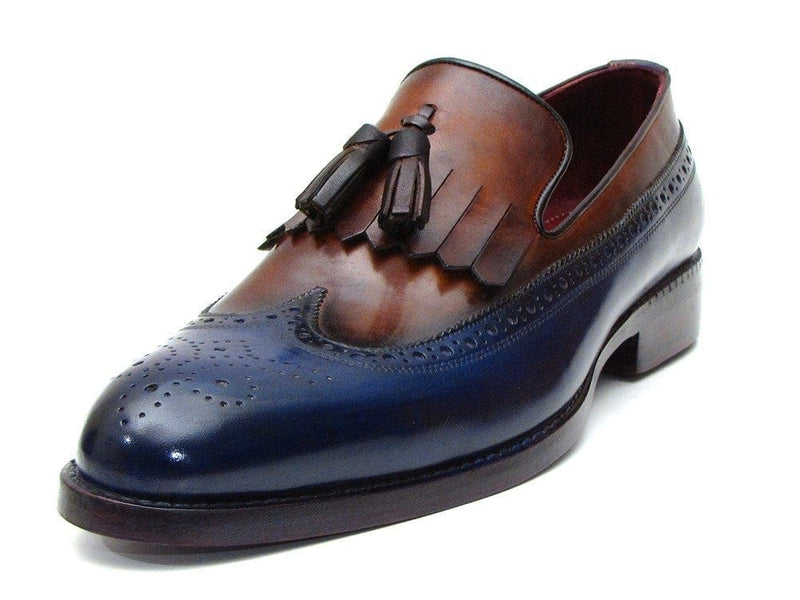 PAUL PARKMAN Paul Parkman Kiltie Tassel Loafer Navy & Tobacco (ID#KT74NB)