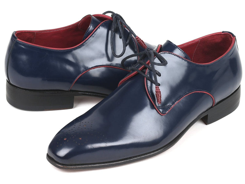PAUL PARKMAN Paul Parkman Medallion Toe Navy Derby Shoes (ID#57RG27)