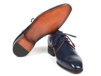 PAUL PARKMAN Paul Parkman Medallion Toe Navy Derby Shoes (ID#57RG27)