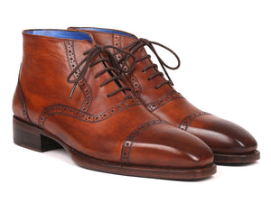 PAUL PARKMAN Paul Parkman Men's Antique Brown Cap Toe Ankle Boots (ID#646BRW15)