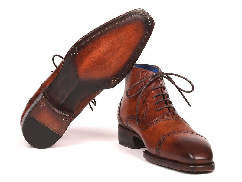 PAUL PARKMAN Paul Parkman Men's Antique Brown Cap Toe Ankle Boots (ID#646BRW15)