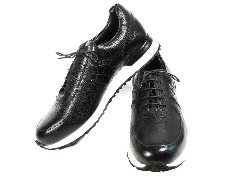 PAUL PARKMAN Paul Parkman Men's Black Floater Leather Sneakers (ID#LP206BLK)