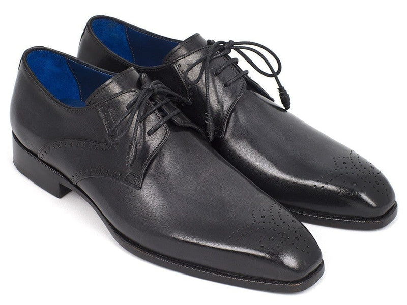 PAUL PARKMAN Paul Parkman Men's Black Medallion Toe Derby Shoes (ID#6584-BLK)