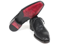 PAUL PARKMAN Paul Parkman Men's Black Woven Leather Oxfords (ID#044WN86)