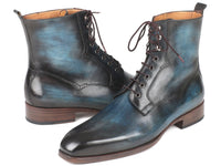 PAUL PARKMAN Paul Parkman Men's Blue & Brown Leather Boots (ID#BT548AW)