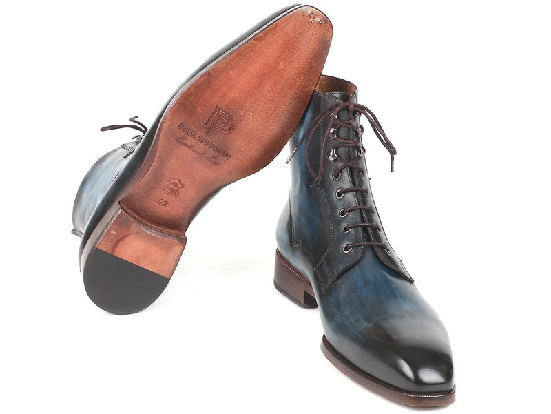 PAUL PARKMAN Paul Parkman Men's Blue & Brown Leather Boots (ID#BT548AW)