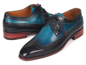 PAUL PARKMAN Paul Parkman Men's Blue Dual Tone Wingtip Derby Shoes (ID#6931BLU)