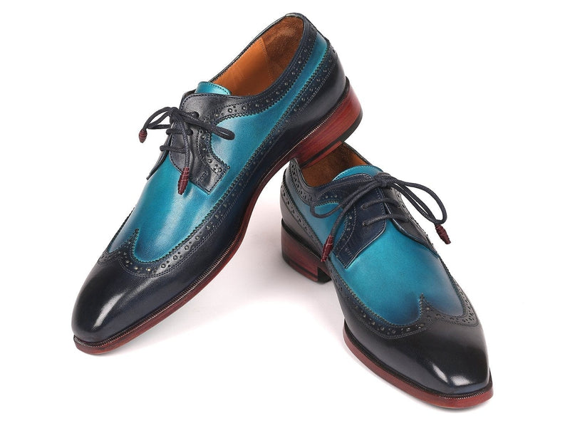 PAUL PARKMAN Paul Parkman Men's Blue Dual Tone Wingtip Derby Shoes (ID#6931BLU)