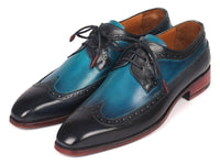 PAUL PARKMAN Paul Parkman Men's Blue Dual Tone Wingtip Derby Shoes (ID#6931BLU)