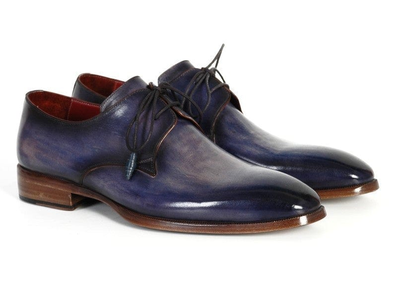 PAUL PARKMAN Paul Parkman Men's Blue & Navy Hand-Painted Derby Shoes (ID#PP2279)