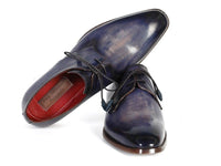 PAUL PARKMAN Paul Parkman Men's Blue & Navy Hand-Painted Derby Shoes (ID#PP2279)