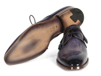 PAUL PARKMAN Paul Parkman Men's Blue & Navy Hand-Painted Derby Shoes (ID#PP2279)