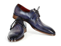PAUL PARKMAN Paul Parkman Men's Blue & Navy Hand-Painted Derby Shoes (ID#PP2279)