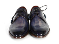 PAUL PARKMAN Paul Parkman Men's Blue & Navy Hand-Painted Derby Shoes (ID#PP2279)