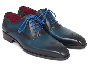 PAUL PARKMAN Paul Parkman Men's Blue & Navy Medallion Toe Oxfords (ID#FS88VA)