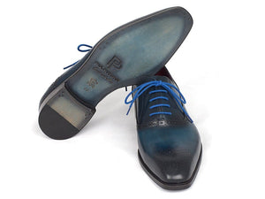 PAUL PARKMAN Paul Parkman Men's Blue & Navy Medallion Toe Oxfords (ID#FS88VA)