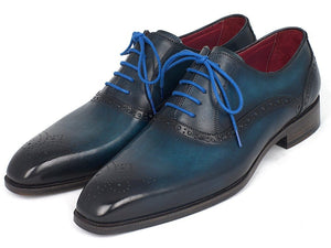 PAUL PARKMAN Paul Parkman Men's Blue & Navy Medallion Toe Oxfords (ID#FS88VA)