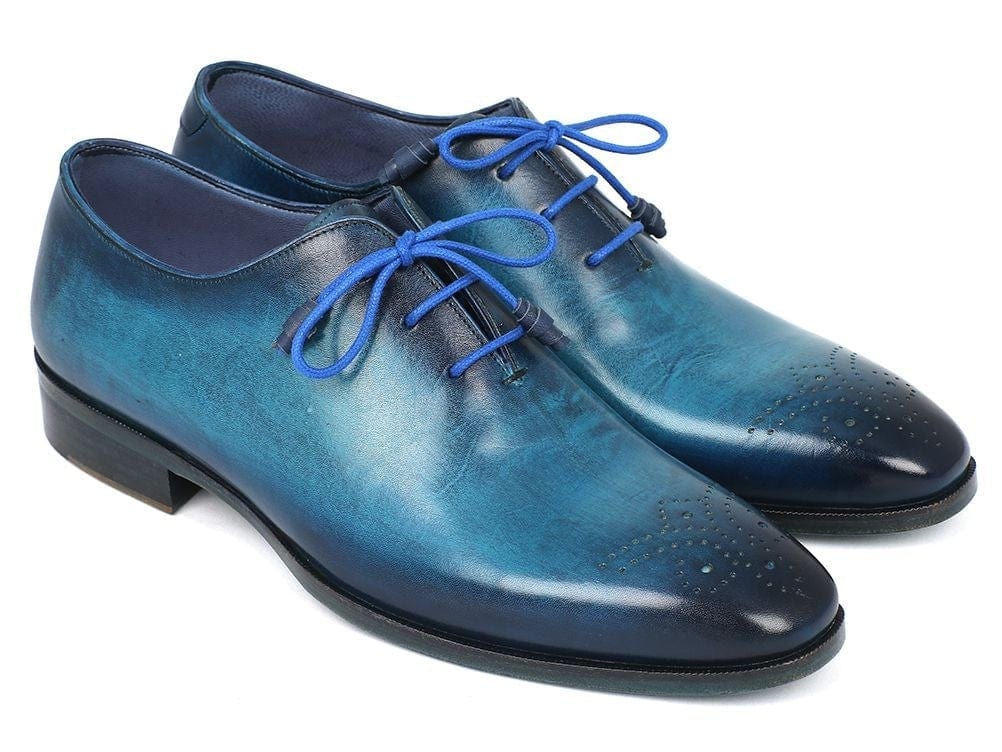 PAUL PARKMAN Paul Parkman Men's Blue & Navy Medallion Toe Oxfords (ID#VN82BL)