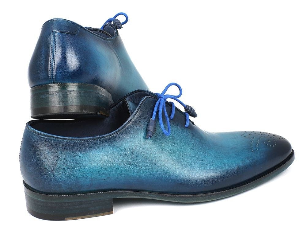 PAUL PARKMAN Paul Parkman Men's Blue & Navy Medallion Toe Oxfords (ID#VN82BL)