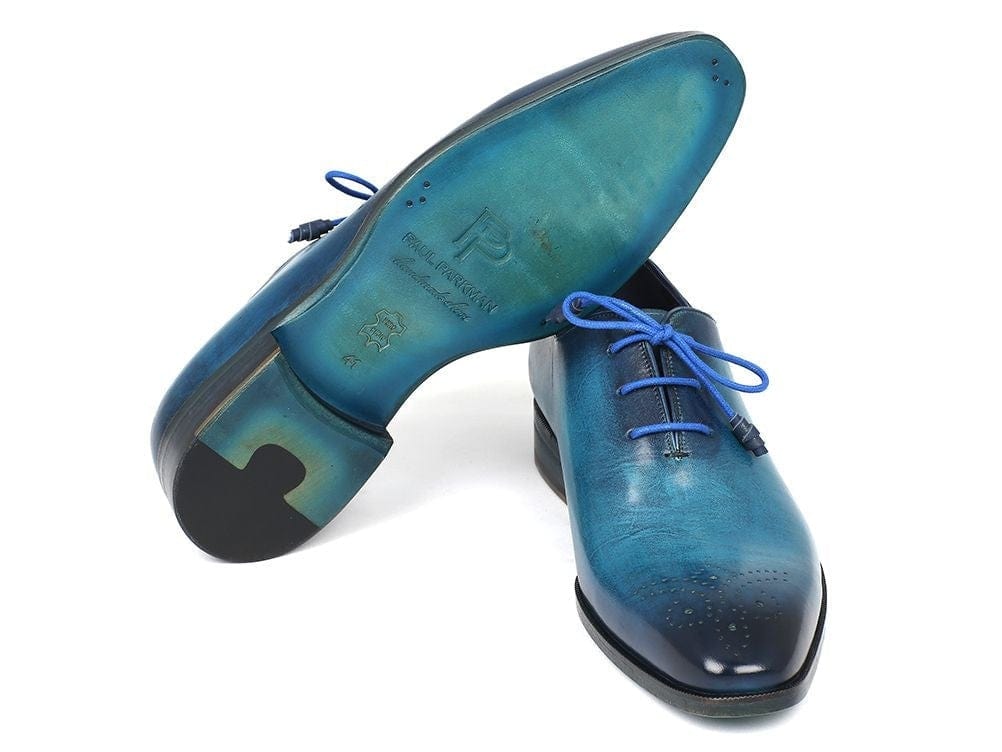 PAUL PARKMAN Paul Parkman Men's Blue & Navy Medallion Toe Oxfords (ID#VN82BL)