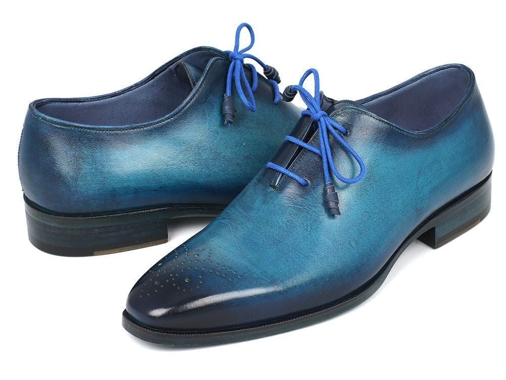 PAUL PARKMAN Paul Parkman Men's Blue & Navy Medallion Toe Oxfords (ID#VN82BL)