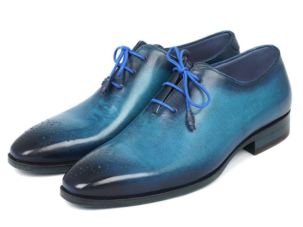 PAUL PARKMAN Paul Parkman Men's Blue & Navy Medallion Toe Oxfords (ID#VN82BL)