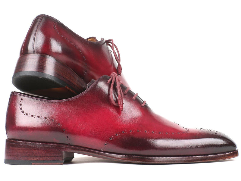 PAUL PARKMAN Paul Parkman Men's Bordeaux Burnished Wingtip Oxfords (ID#84RT83)