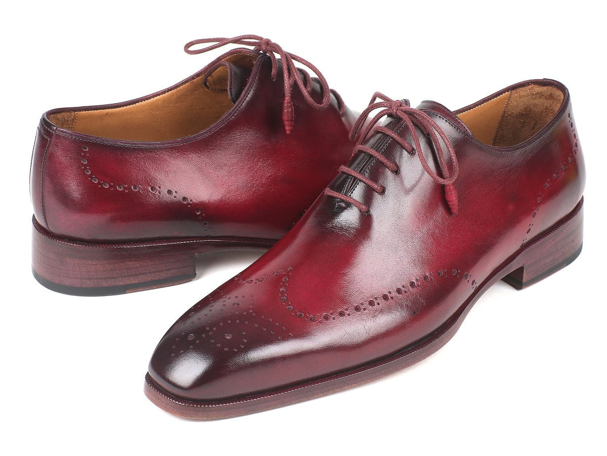 PAUL PARKMAN Paul Parkman Men's Bordeaux Burnished Wingtip Oxfords (ID#84RT83)