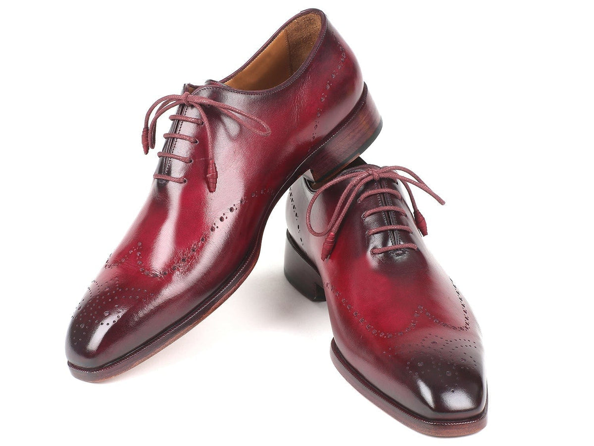 PAUL PARKMAN Paul Parkman Men's Bordeaux Burnished Wingtip Oxfords (ID#84RT83)