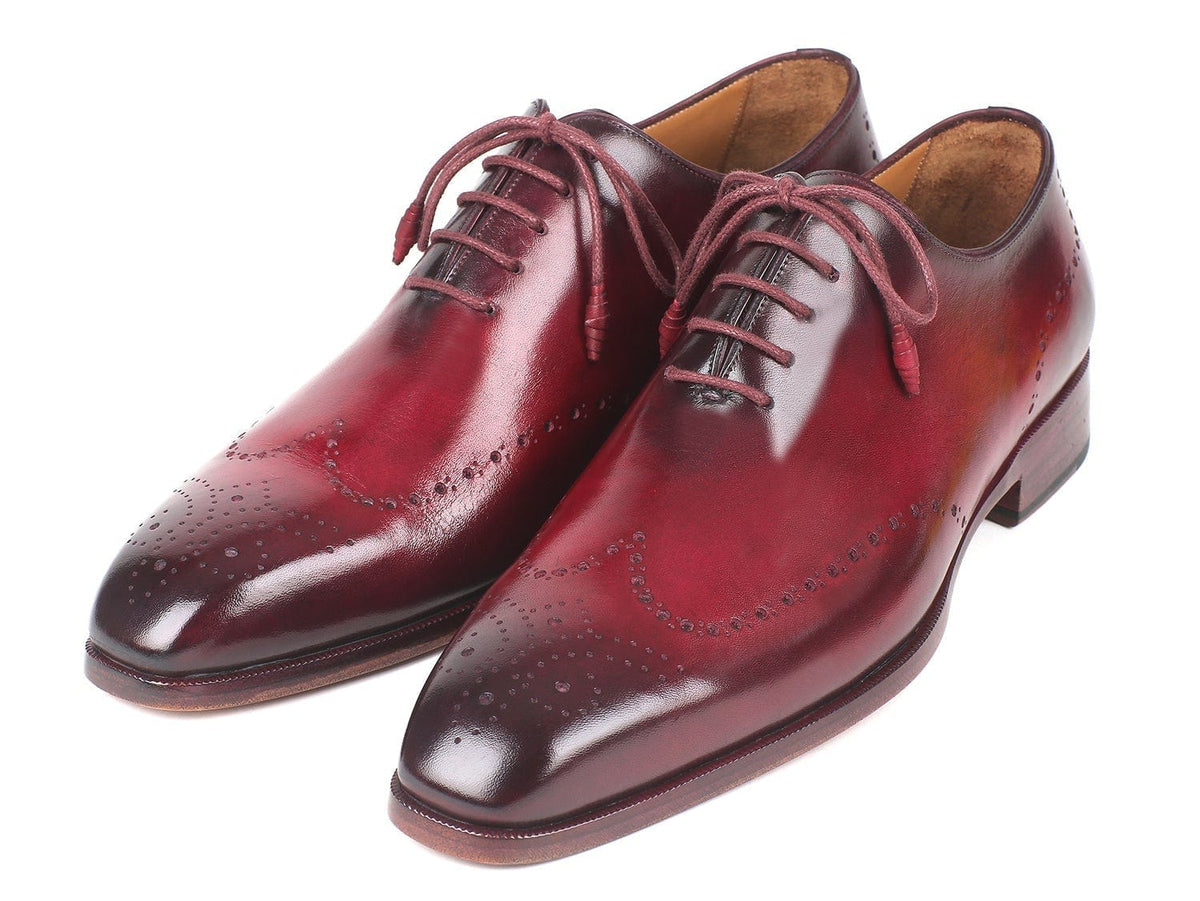 PAUL PARKMAN Paul Parkman Men's Bordeaux Burnished Wingtip Oxfords (ID#84RT83)