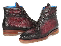 PAUL PARKMAN Paul Parkman Men's Bordeaux Croco Embossed Leather Boots (12811-BRD)