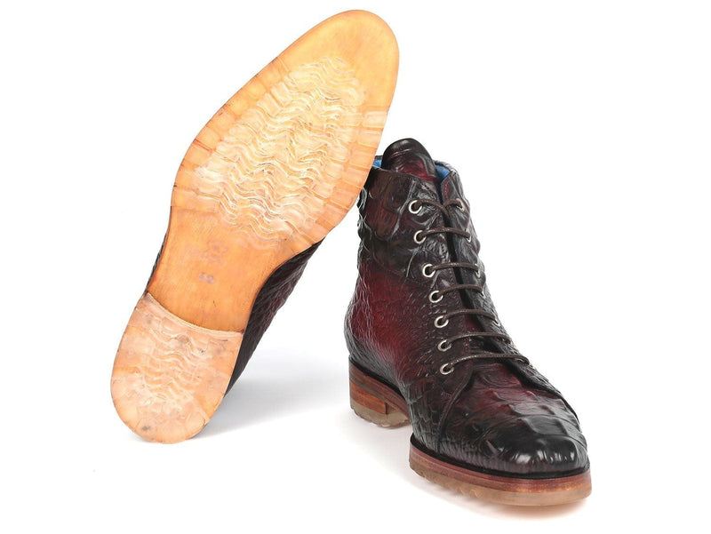 PAUL PARKMAN Paul Parkman Men's Bordeaux Croco Embossed Leather Boots (12811-BRD)