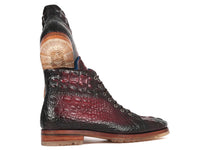 PAUL PARKMAN Paul Parkman Men's Bordeaux Croco Embossed Leather Boots (12811-BRD)