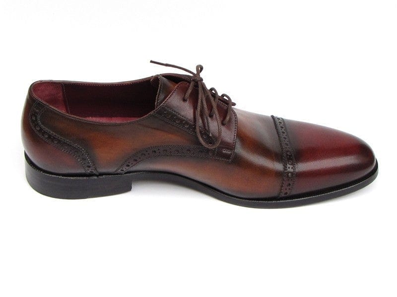 PAUL PARKMAN Paul Parkman Men's Bordeaux / Tobacco Derby Shoes Leather Upper and Leather Sole (ID#046-BRD-BRW)