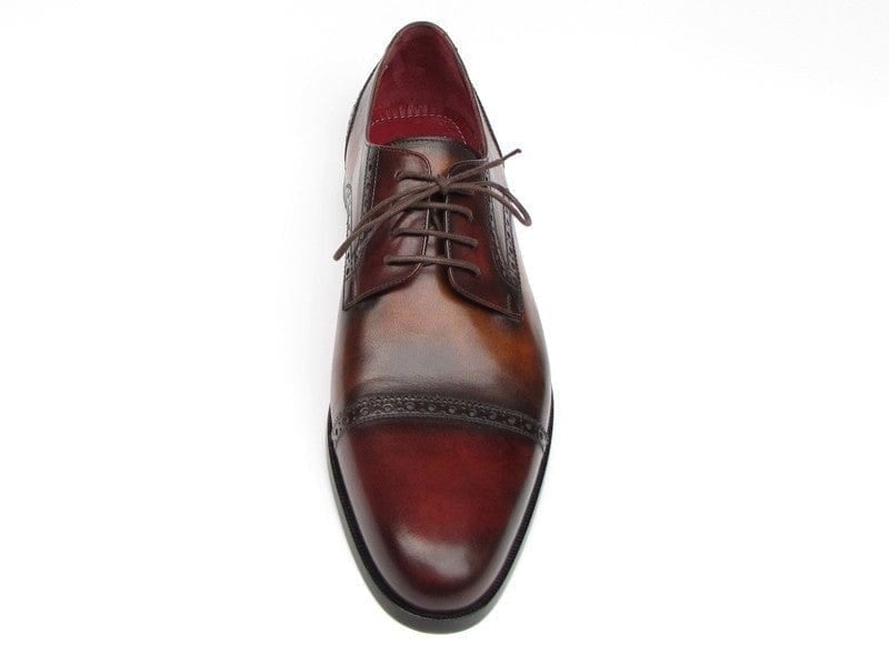 PAUL PARKMAN Paul Parkman Men's Bordeaux / Tobacco Derby Shoes Leather Upper and Leather Sole (ID#046-BRD-BRW)