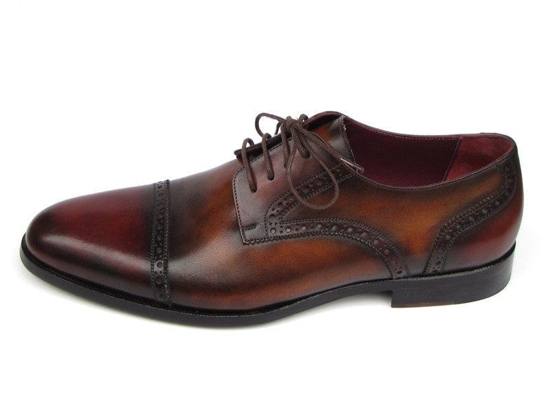 PAUL PARKMAN Paul Parkman Men's Bordeaux / Tobacco Derby Shoes Leather Upper and Leather Sole (ID#046-BRD-BRW)