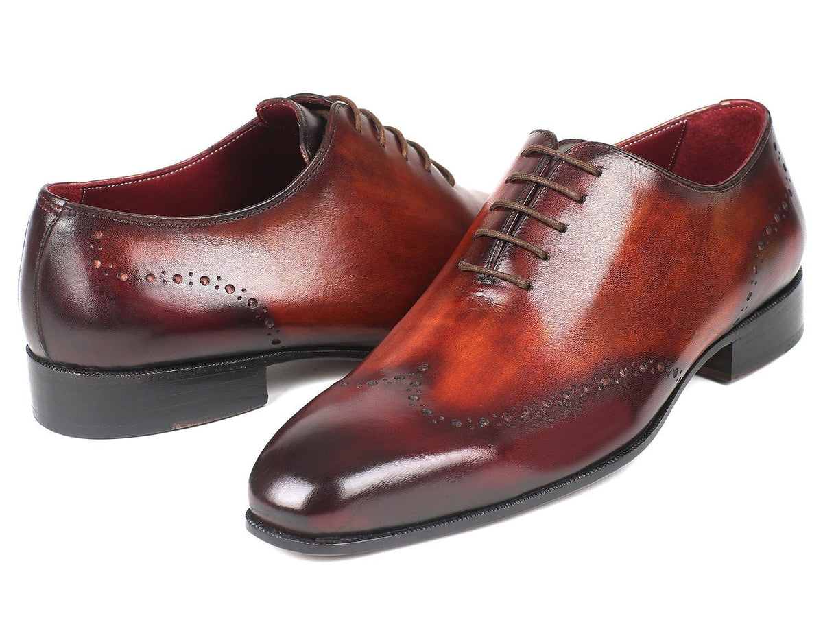 PAUL PARKMAN Paul Parkman Men's Brown & Bordeaux Wingtip Oxfords (ID#84BT76)