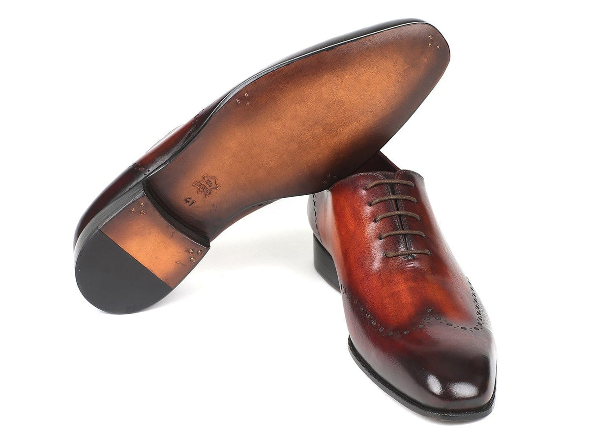 PAUL PARKMAN Paul Parkman Men's Brown & Bordeaux Wingtip Oxfords (ID#84BT76)