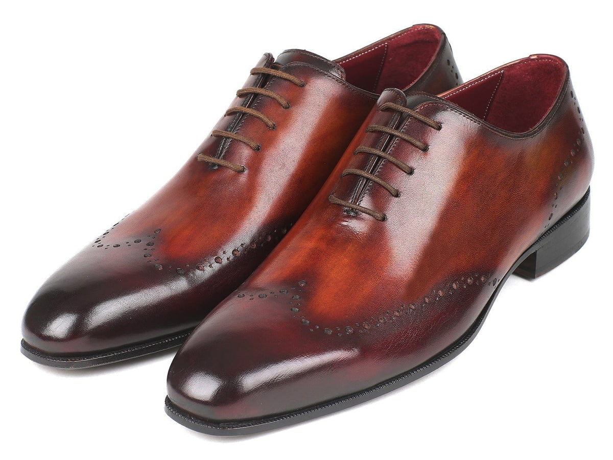 PAUL PARKMAN Paul Parkman Men's Brown & Bordeaux Wingtip Oxfords (ID#84BT76)