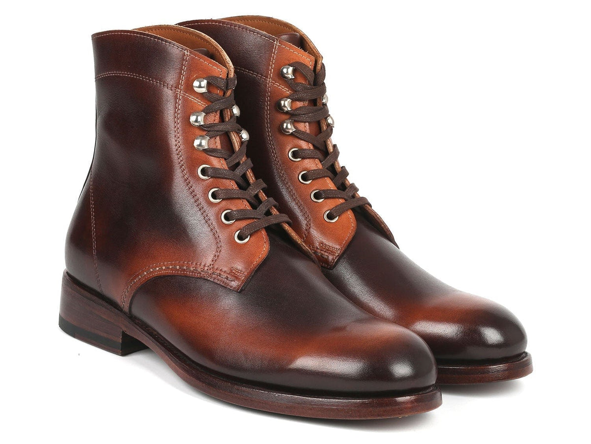 PAUL PARKMAN Paul Parkman Men's Brown Burnished Leather Boots (824BRW73)